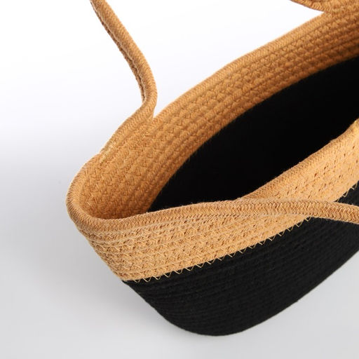 Сумка женская плетёная без застёжки, цвет чёрный/бежевый - Simaland фото 6