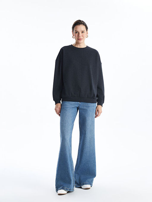 Bisiklet Yaka Oversize Kad?n Sweatshirt