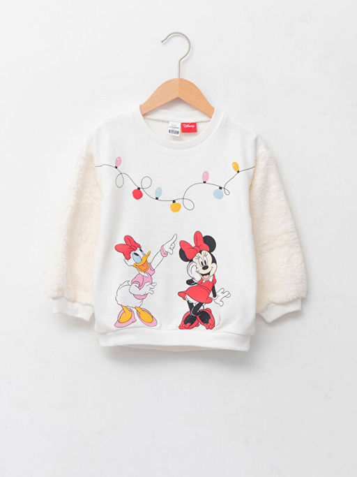 Bisiklet Yaka Uzun Kollu Disney Bask?l? K?z Bebek Sweatshirt