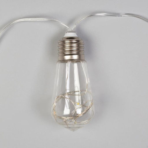 Гирлянда Нить 3 м с насадками Лампа, IP20, прозрачная нить, 80 LED, свечение тёплое белое, 8 режимов, 220 В - Luazon lighting фото 4