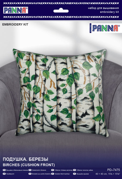 Набор для вышивания PANNA PD-7475 Подушка. Березы 40 х 40 см