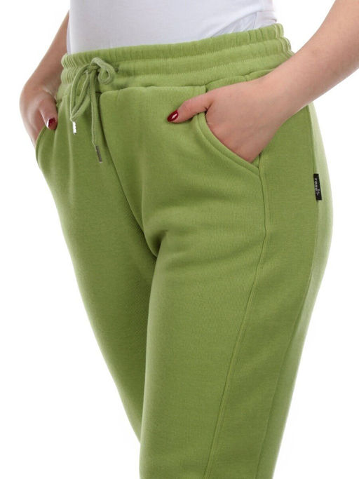 02 GREEN Брюки спортивные женские на флисе (100% хлопок) 7986 - Фабричный китай фото 4