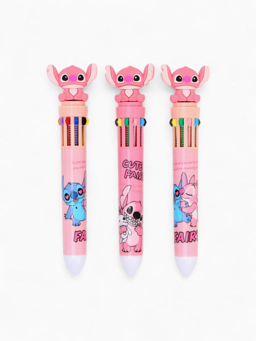 Ручка многоцветная, 10 цветов, «Стич», розовый