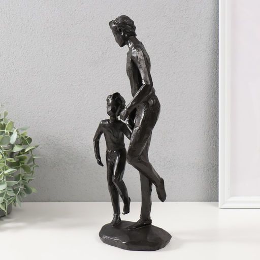Фигурка полистоун «Папа и сын», чёрный, 36×16×10 см