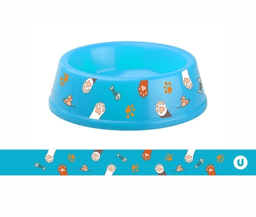 Цена за 3 шт. Миска пластиковая "МОЙ БРО - Любимые лапки!!, цвет небесно-синий 21*6,5см (логотип на миске) 700мл