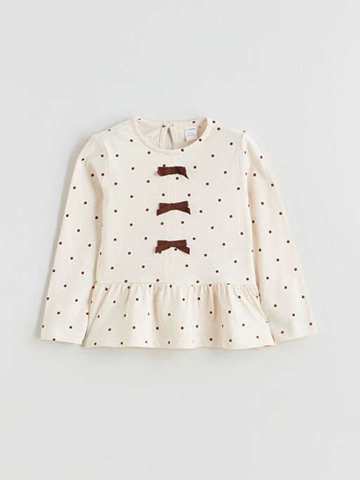 Bisiklet Yaka Fiyonk Detayl? K?z ?ocuk Ti??rt