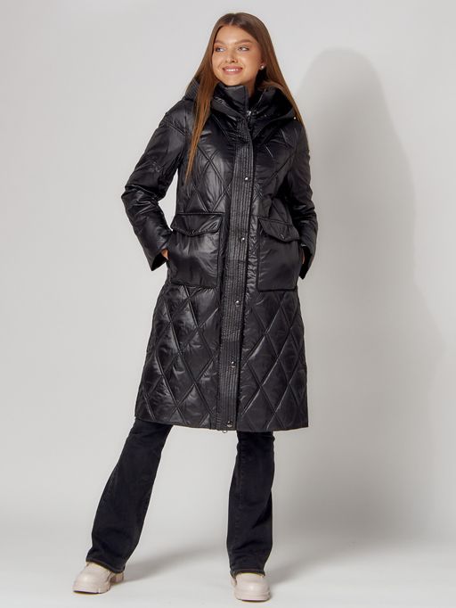 Пальто утепленное стеганое зимнее женское черного цвета 448602Ch - Mtforce фото 2