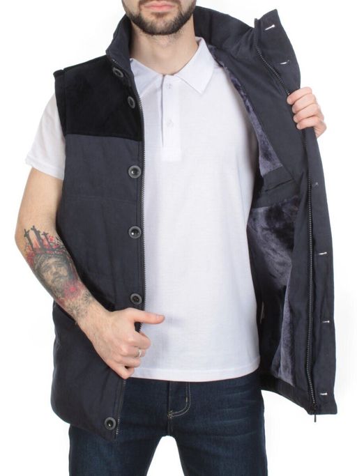 J830111 DEEP BLUE Куртка-жилет мужская зимняя NEW B BEK (100 гр. синтепон и искусственный мех)