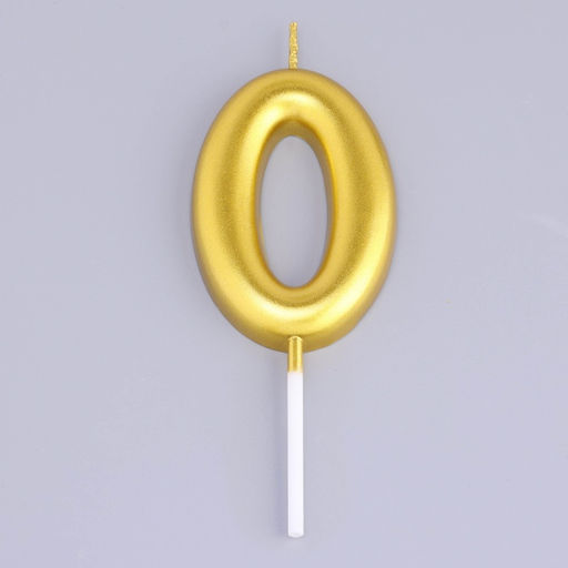 Цена за 3 шт. Свеча в торт «Европейская», цифра 0, 6 см, золото