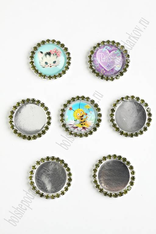 Крышечка металл со стразами (5 шт) SF-2299, фисташковый