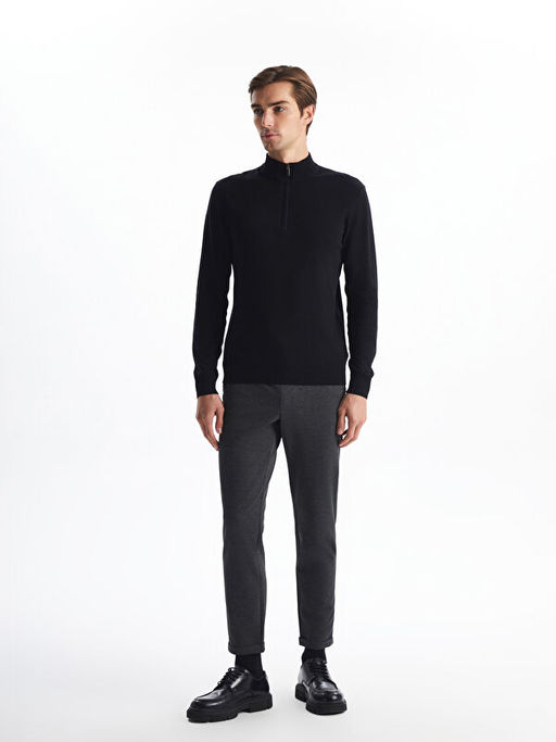 Dik Yaka Uzun Kollu Erkek Triko Kazak