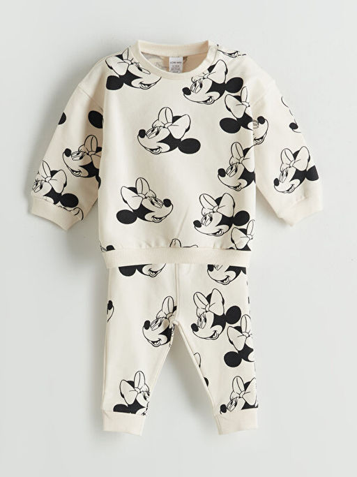 Minnie Mouse Bask?l? K?z bebek Sweatshirt ve E?ofman Alt 2li