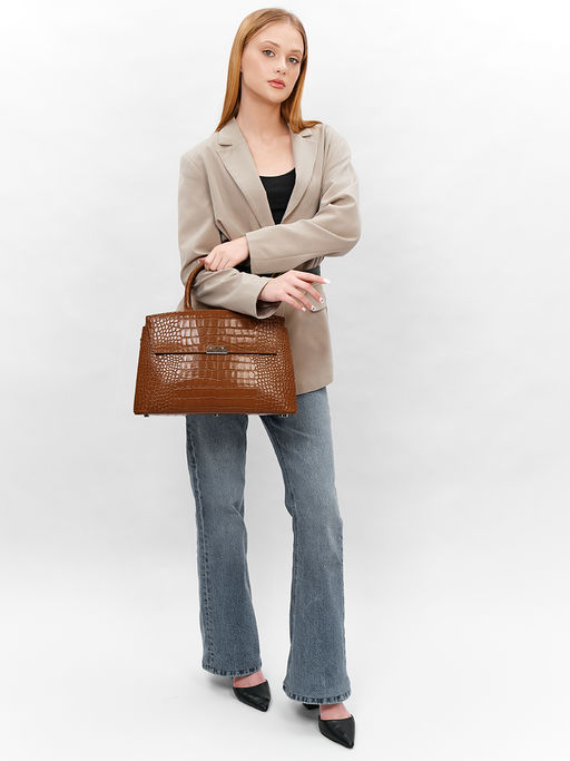 LACCOMA сумка НИ8099-рыжий натуральная кожа хлопок  фото 8