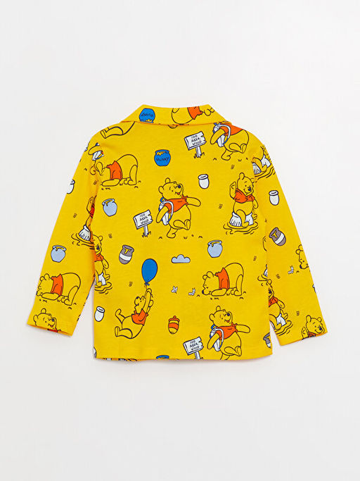Polo Yaka Uzun Kollu Winnie the Pooh Bask?l? Erkek Bebek Pijama Tak?m? - Waikiki фото 3