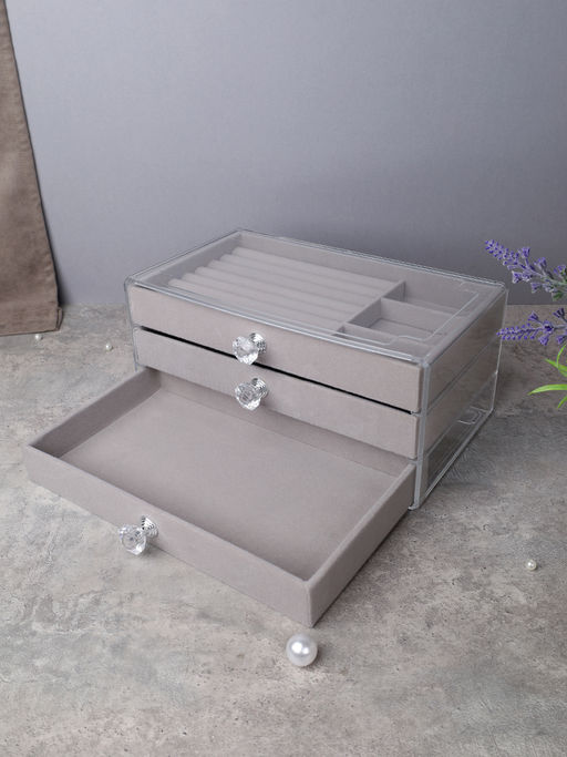 Шкатулка акриловая трехслойная серая 23,5х15,5х10,8 см / XY2844-G /уп 30/ - Галеонтрейд фото 3