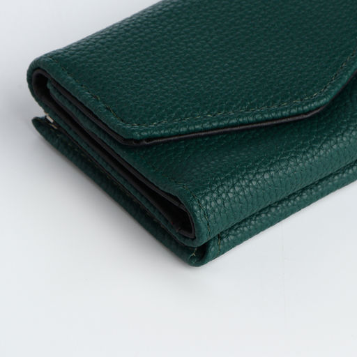 Кошелёк женский на кнопке 10.5×3.5×8.5 см, тёмно-зелёный