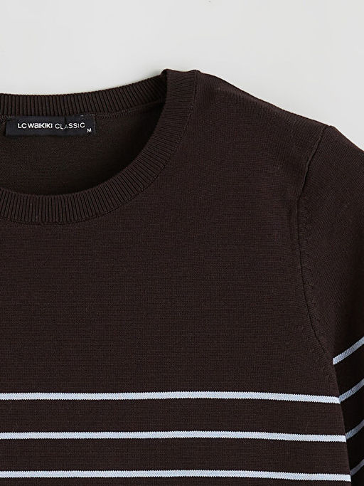 Bisiklet Yaka ?izgili Kad?n Triko Kazak