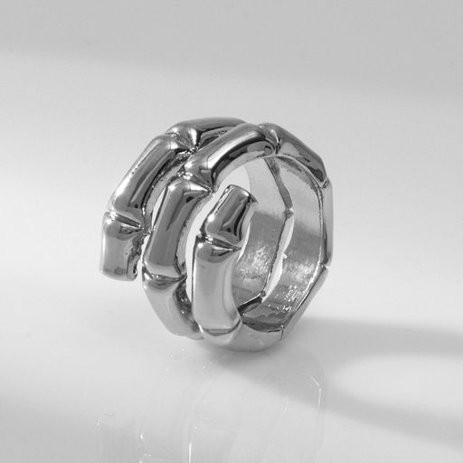 Кольцо металл Тренд бамбук, цвет серебро, размер 18 - Qf фото 2