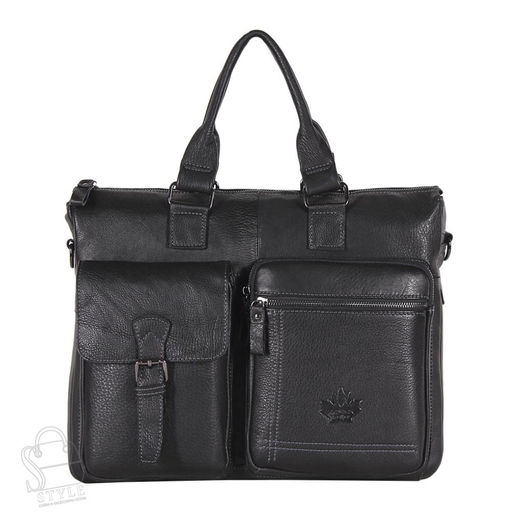 Портфель мужской кожаный 0065Z black Zinimsk в Новосибирске