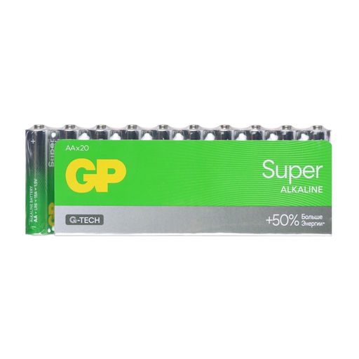 Батарейка алкалиновая GP Super Alkaline G-Tech, AA, LR6-20BOX, 1.5 В, набор, 20 шт.