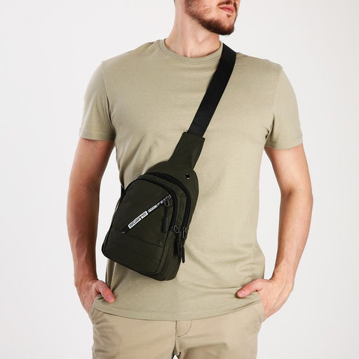 Сумка слинг мужская из текстиля, отверстие для наушников, цвет зелёный - Simaland фото 2