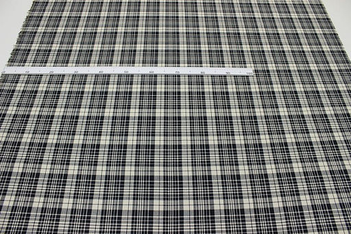 Фуле Клетка цв.чернильно-черный/сливочный, ш.1.45м, хлопок-100%, 160гр/м.кв - Купава фото 3