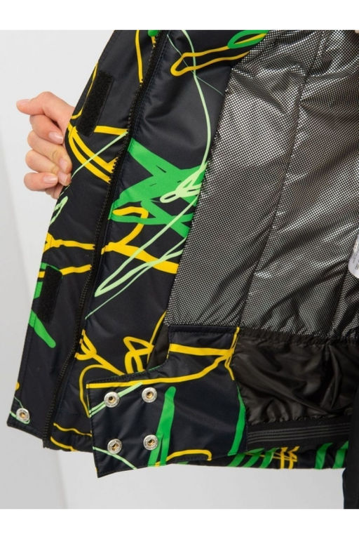 Акция -10%! М-155 Костюм зимний женский Принт черно/зеленый 56-60