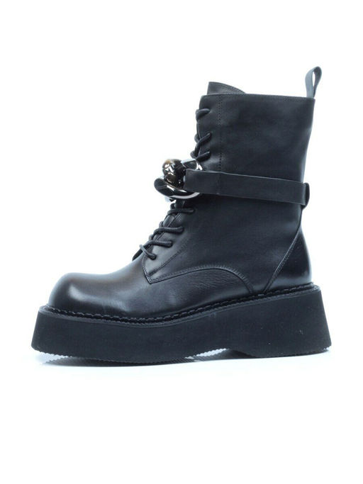01-CYX03-1 BLACK Ботинки демисезонные женские (натуральная кожа, байка)