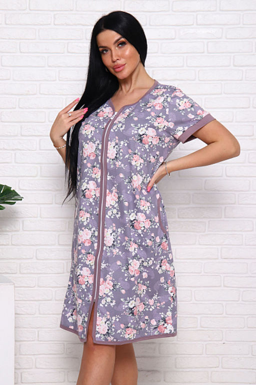 Халат женский с карманами на молнии "Розы" (933-5)