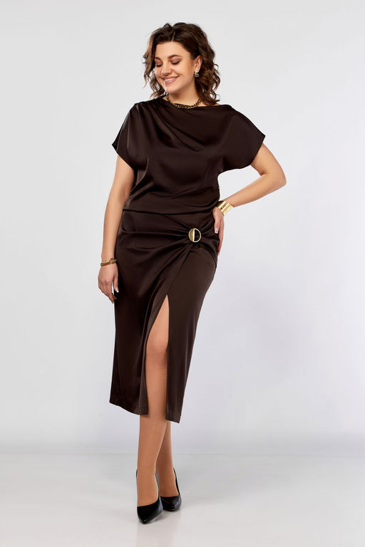 Платье Olga Style С902 шоколадный  фото 3