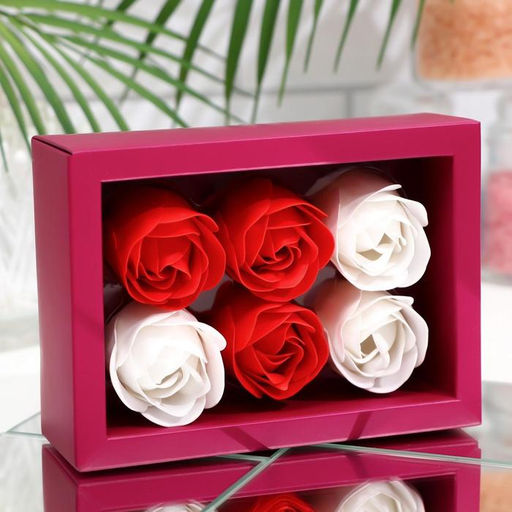 Мыльные розы, белые и красные, набор 6 шт. - SB BEAUTY фото 2