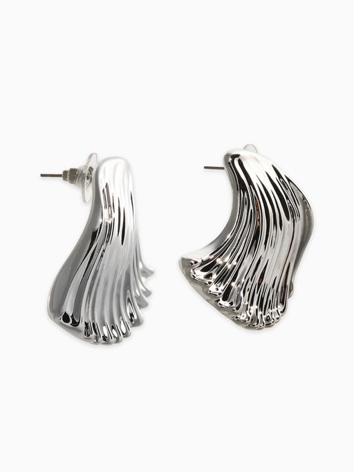 Цена за 2 шт. Серьги пластик "Волна", цвет серебро