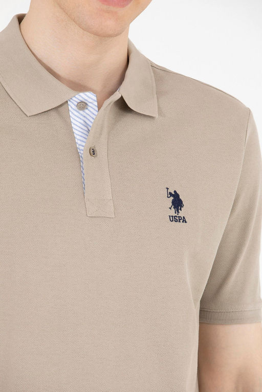 Мужская базовая футболка цвета хаки с воротником-поло - U.s. polo assn фото 7