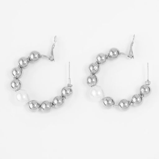 Серьги кольца QF Окружение, d=5.7, цвет серебро  фото 2