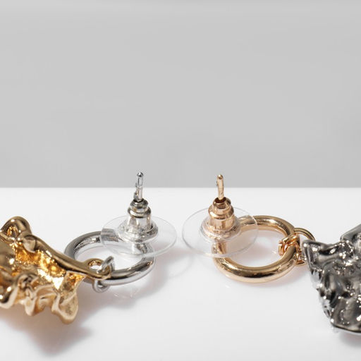 Серьги металл Слиток таяние, цвет серебряно-золотой - Queen fair фото 2