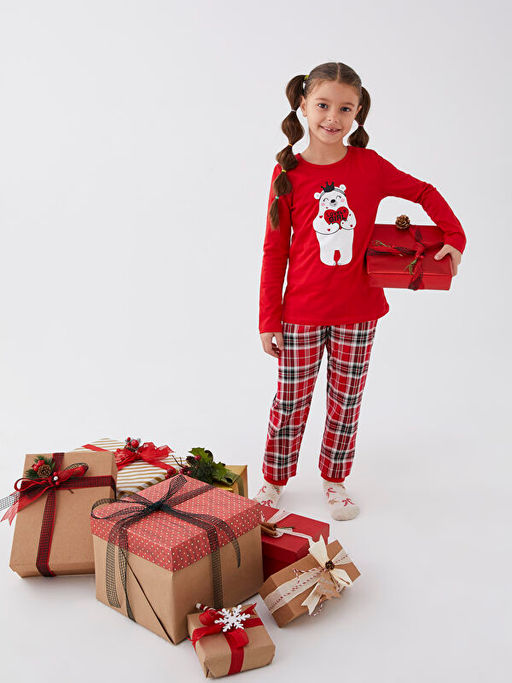 Bisiklet Yaka Bask?l? Uzun Kollu K?z ?ocuk Pijama Tak?m? - Waikiki фото 2