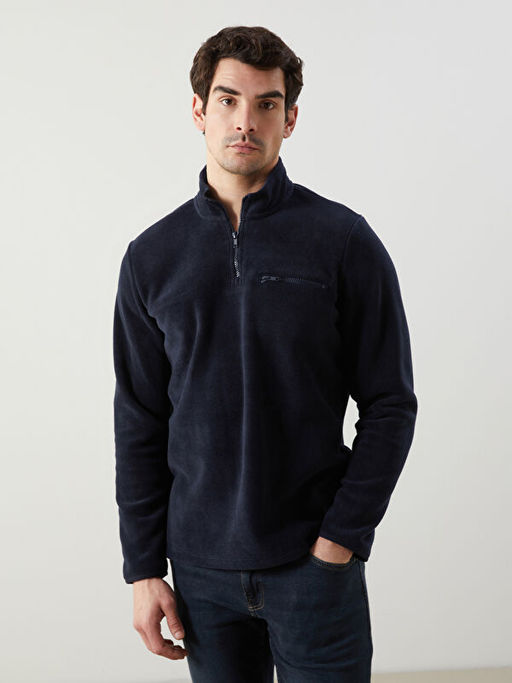 Dik Yaka Uzun Kollu Polar Erkek Sweatshirt