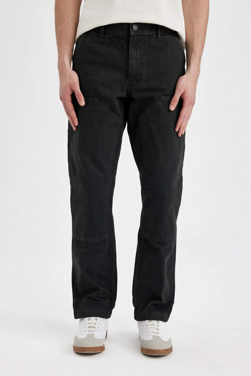 Широкие прямые брюки из парусины - Defacto фото 4