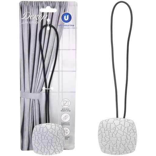 Подхват для штор на магните "Кутюрье серебро" 6*6см