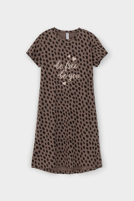 Е 10052/коричневый меланж,пятна сафари сорочка жен