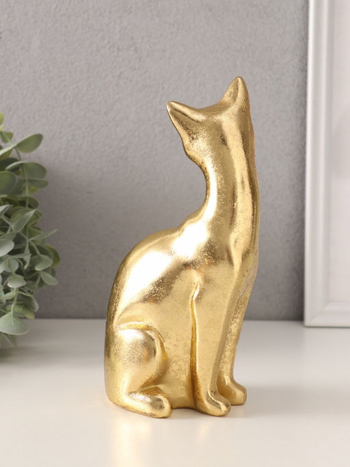 Фигурка полистоун «Золотая кошка», 11.5×7.5×20.5 см