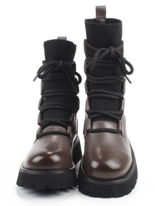 01-XKL21-196R GRAY/BROWN Ботинки демисезонные женские (натуральная кожа, байка)