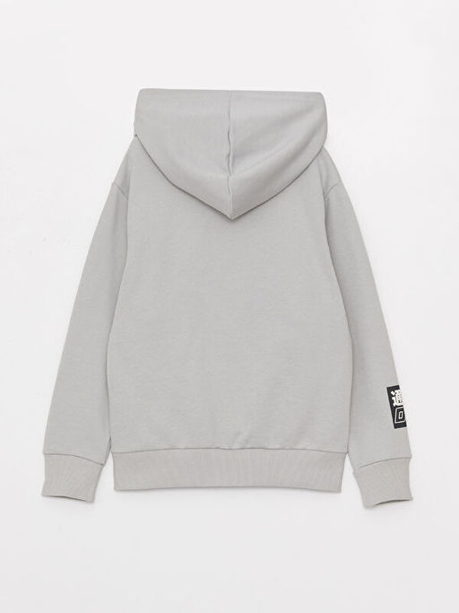 Bask?l? Uzun Kollu Erkek ?ocuk Hoodie - Waikiki фото 2