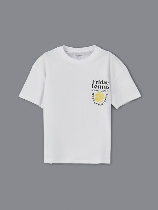 Bisiklet Yaka Bask?l? Erkek ?ocuk Ti??rt