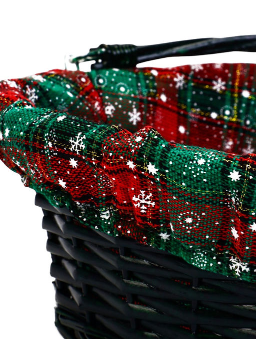 Корзина плетёная для хранения «Новогодняя», 32×32×14 см, ручка h=14 см, зелёная