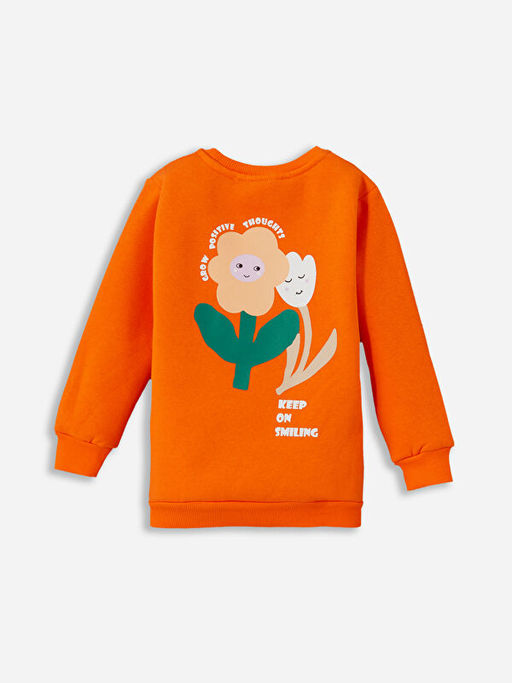 Bisiklet Yaka Bask?l? K?z ?ocuk Sweatshirt - Waikiki фото 3