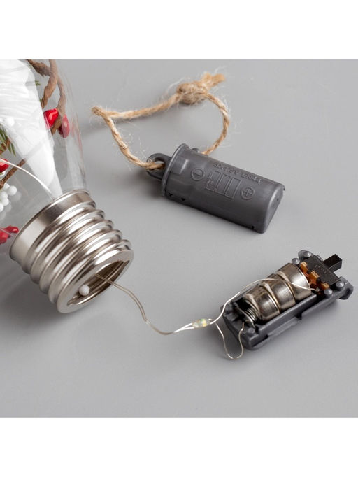 Ёлочный шар Снежные нити, 5 LED, от батареек, свечение тёплое белое - Luazon lighting фото 11