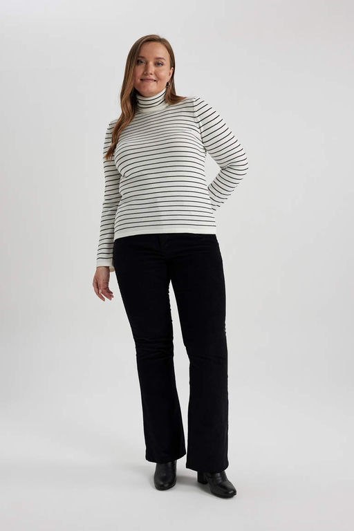 Расклешенные базовые вельветовые брюки - Defacto фото 8