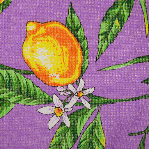 Полотенце вафельное 48х62см "Лимоны, сиреневый", хлопок 100%, 152гр/м2, "Домашняя мода" (Россия)