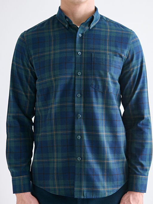 Regular Fit Uzun Kollu Ekose Gabardin Erkek G?mlek